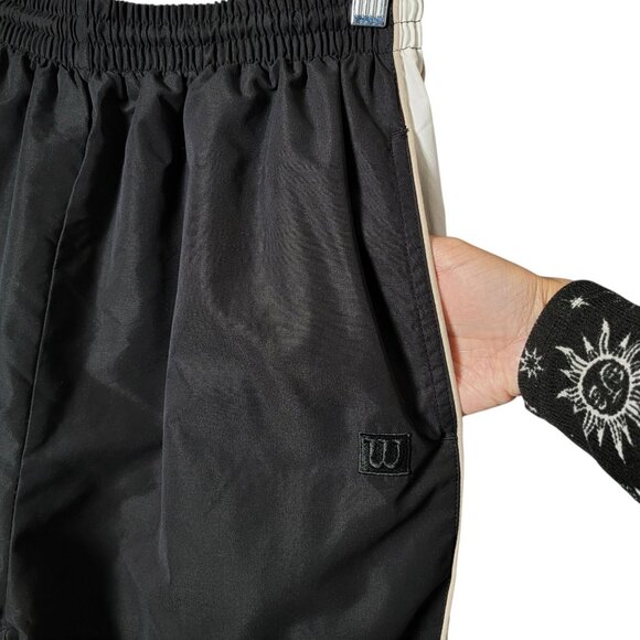 Wilson Mens Y2K Black Beige Colorblock Windbreaker Jacket Pant Track Suit Set M - Picture 13 of 16